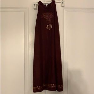 Suede Maroon Dress